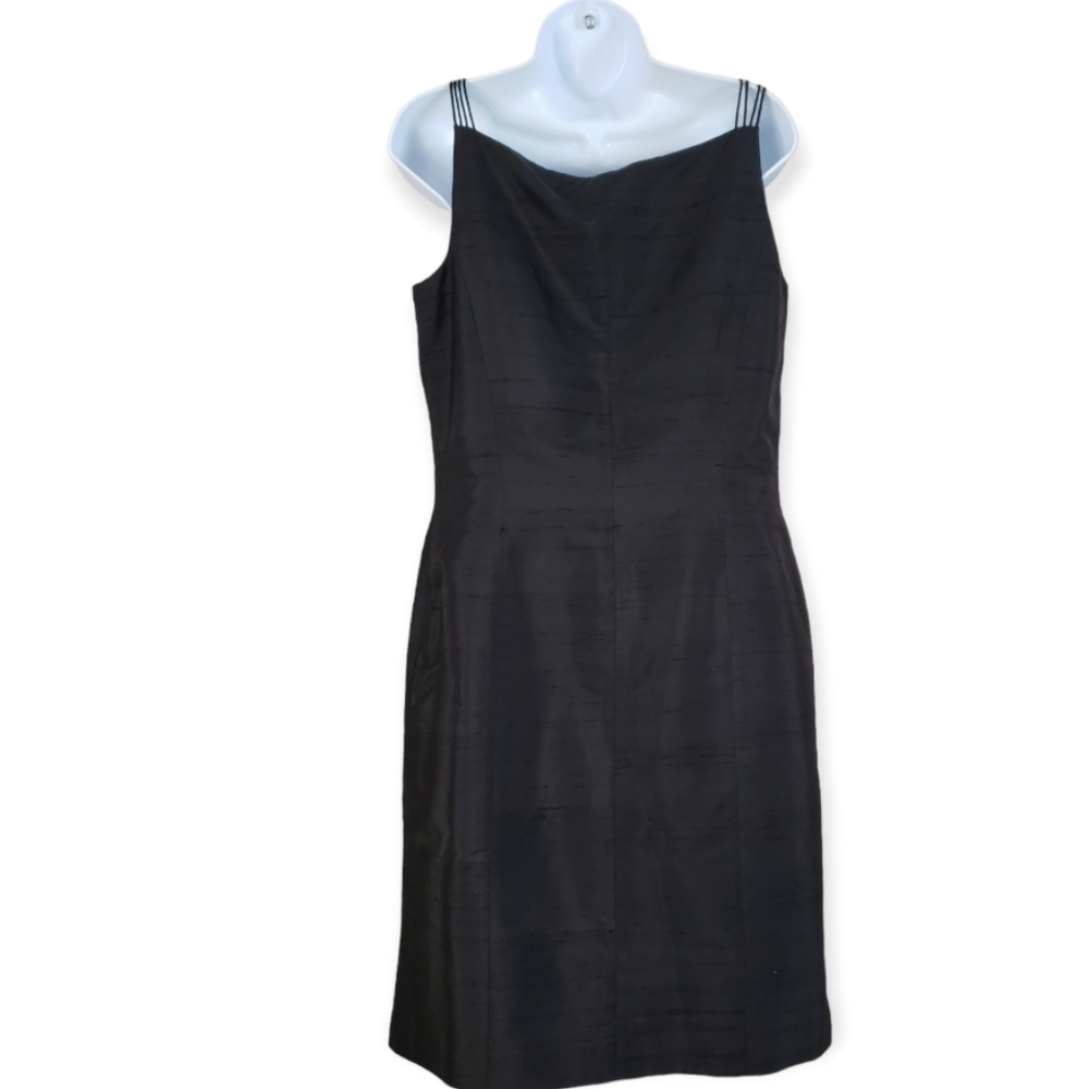 NWT Jeremy Spencer black silk shift sheath dress Womens 10 - Picture 3 of 5